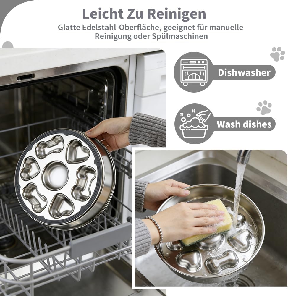 Thumbnail 5 de Fosoloni Anti-Schling Napf für Hunde aus Edelstahl 304 mit rutschfester Silikonbasis – Slow Feeder Ø 21,5 cm, 1.000 ml