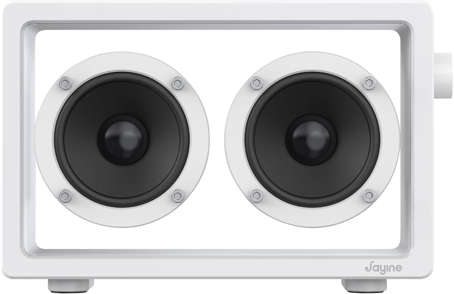 Detalle de JAYINE Tragbarer Bluetooth-Lautsprecher 16 W (Bluetooth 5.3, AUX 3,5 mm) – minimalistisch in Weiß