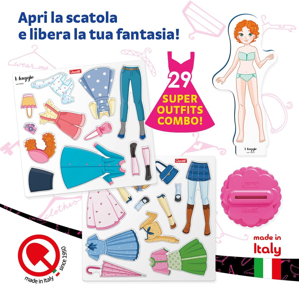 Thumbnail 4 de Quercetti Magnetic Fashion Maggie – Gioco magnetico per bambina (5 anni) con 29 accessori e outfit componibili