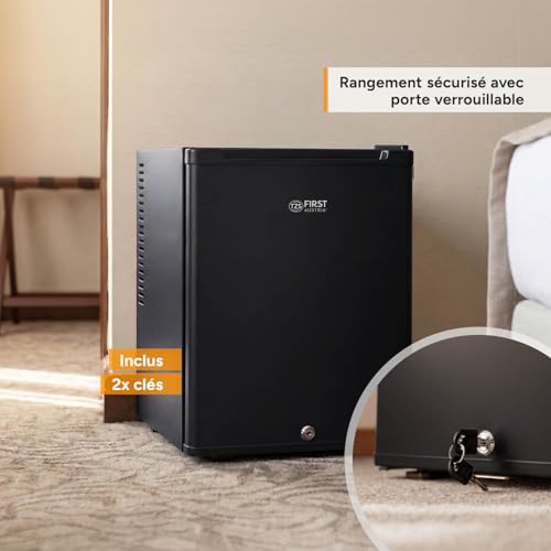 Detalle de TZS First Austria Mini réfrigérateur 40 L silencieux – Mini-frigo noir mat avec porte réversible et lumière