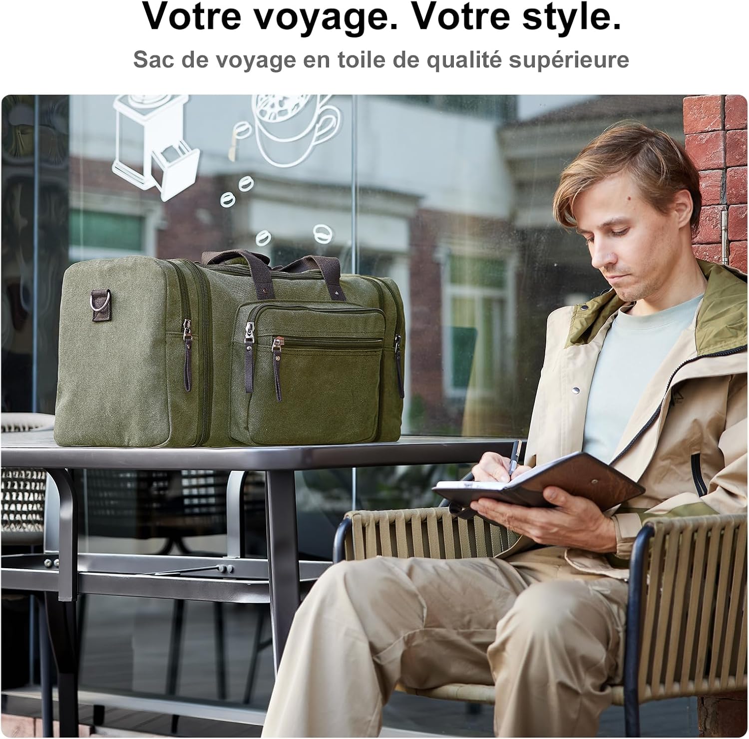 Detalle de EKOROMIER Grand sac de voyage en toile extensible 70 L (weekend & longs séjours)