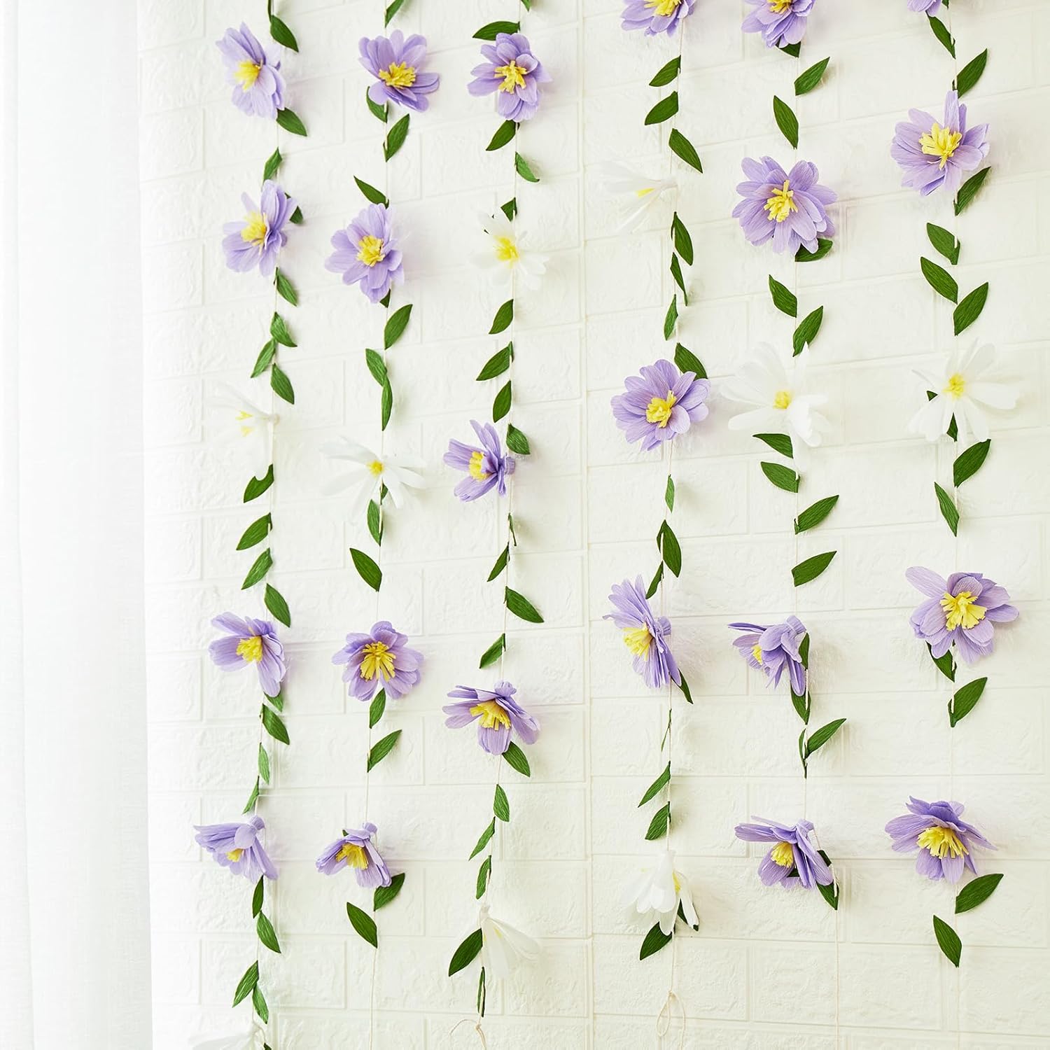 Thumbnail 5 de SUNBEAUTY Crepe Paper Flowers Banner – Purple Wildflower Garland for Spring Decorations