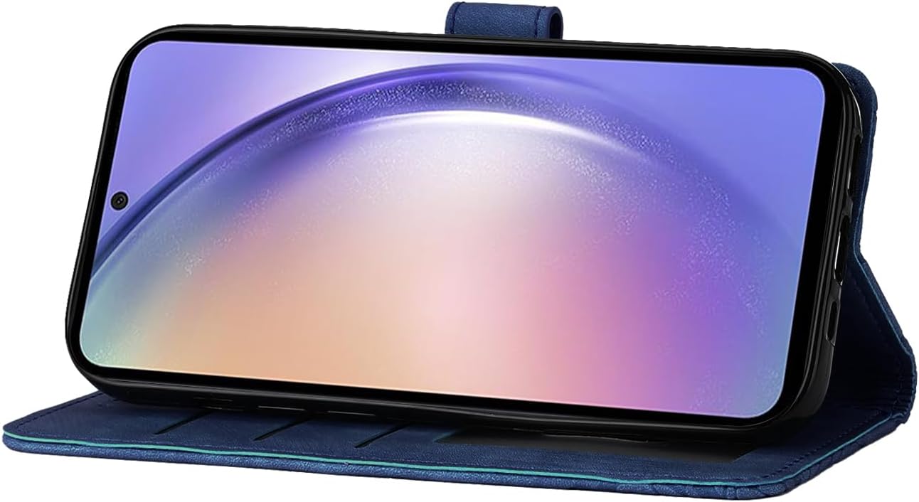 Detalle de CXTcase Flip Case für Samsung Galaxy A54 5G – magnetische Schmetterlings-Lederhülle aus PU Leder in Blau