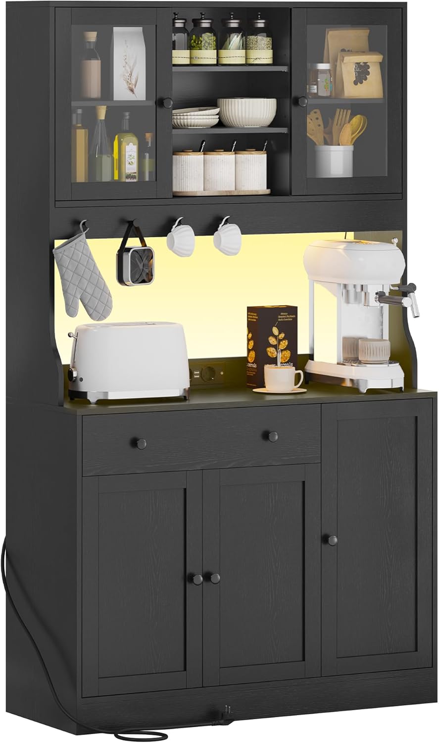 Credenza Cucina 103,5x40x180 cm con LED e presa 🔌