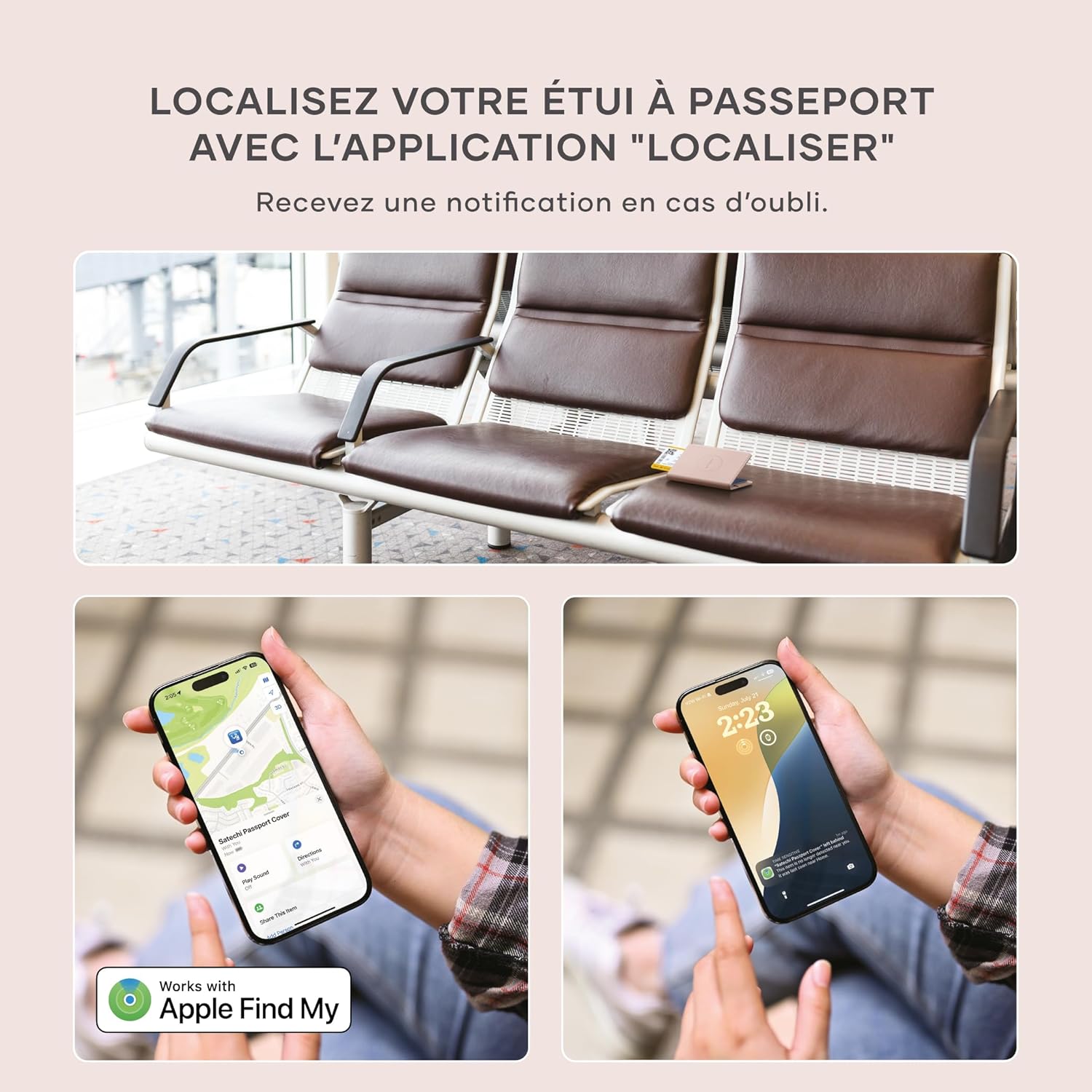Thumbnail 2 de Satechi protège-passeport avec Apple Find My, recharge sans fil Qi et RFID (4 fentes) – Rose Désert
