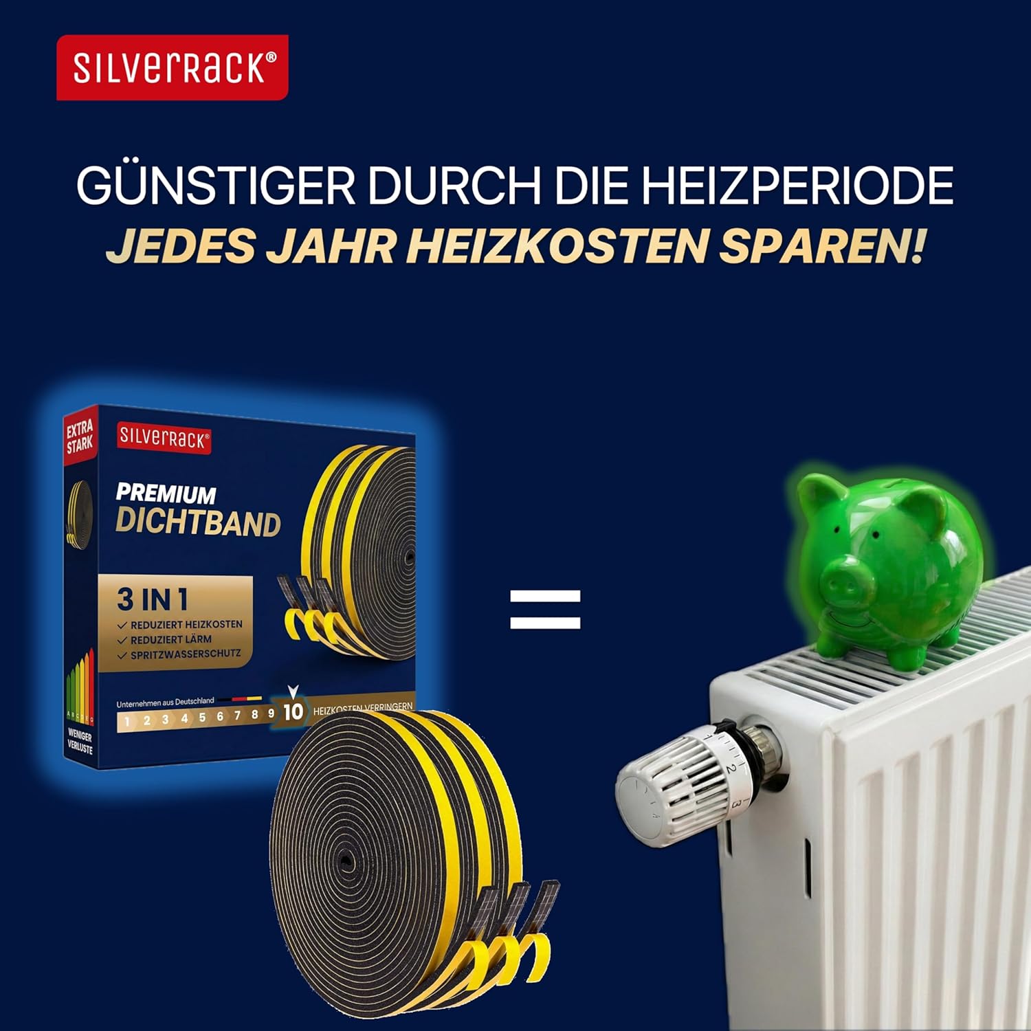 Thumbnail 2 de SilverRack Guarnizione autoadesiva per porta, 15 m (3 rotoli da 5 m), nera, 6 mm x 1,5 mm
