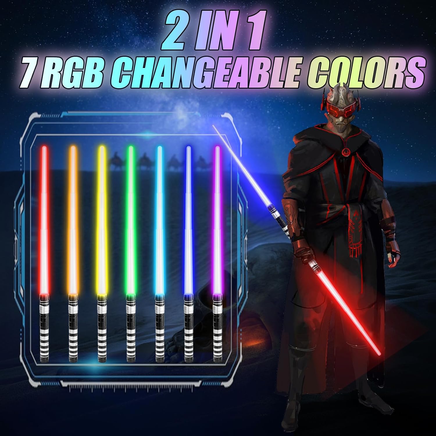 Thumbnail 1 de Yumuwind Light Sabers for Kids (7-Colour LED, Sound Effects) – Retractable Dueling Sword for Ages 5–12
