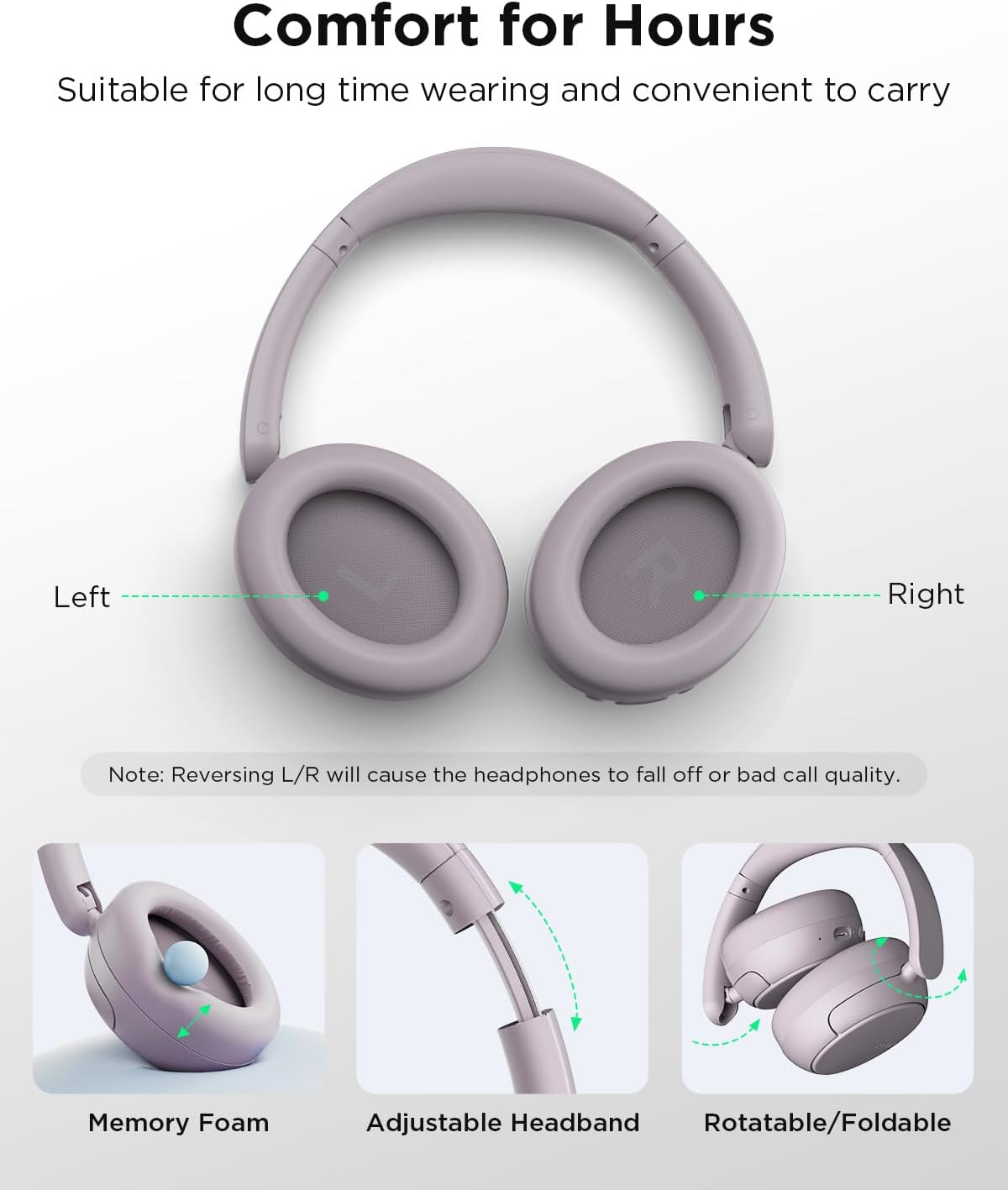 Thumbnail 6 de TALIX H30 Hybrid ANC Headphones in Purple