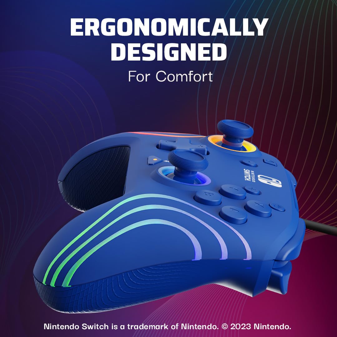 Thumbnail 6 de Official Switch Afterglow Wave wired Controller – Blue