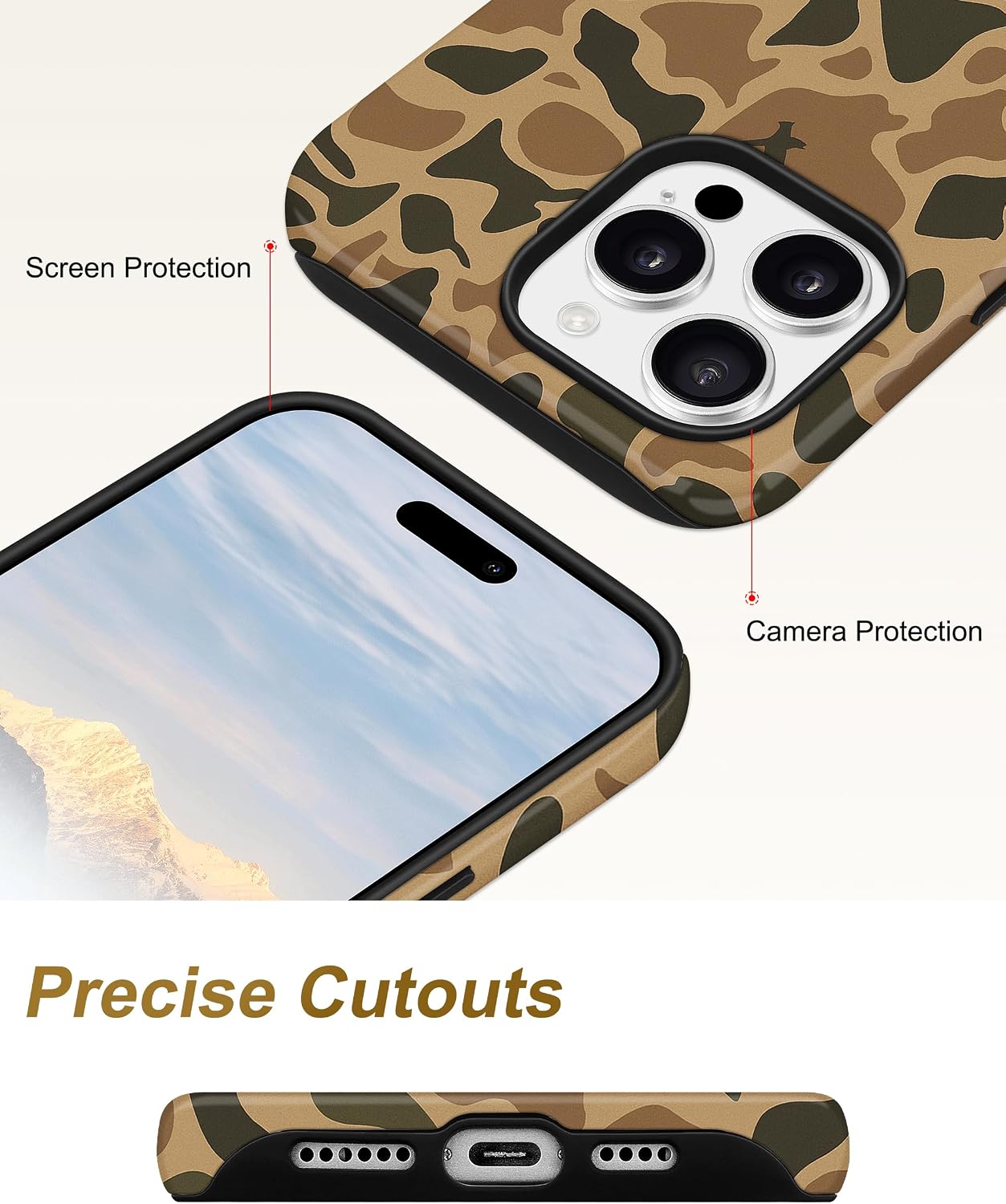 Detalle 1 de Jusy Magnetic Camo Case for iPhone 16 Pro, MagSafe-Compatible TPU Cover