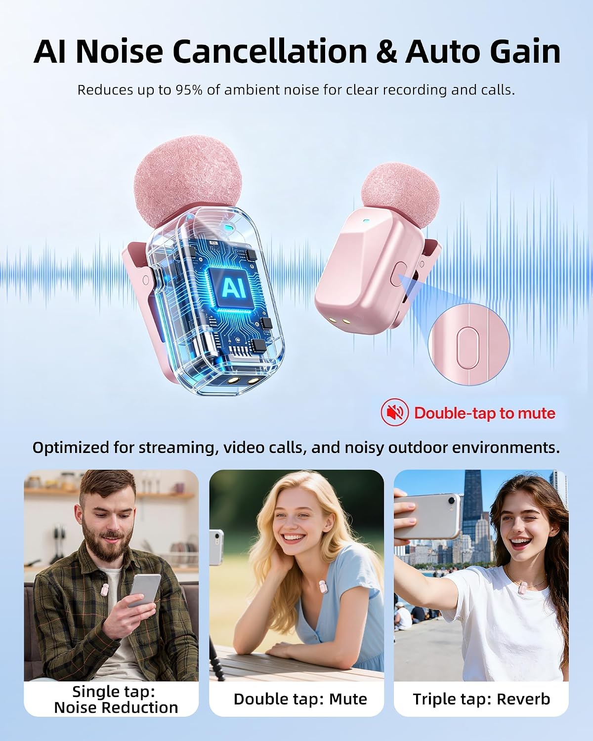 Thumbnail 6 de Blinfada Wireless Lavalier Microphones Mini 2