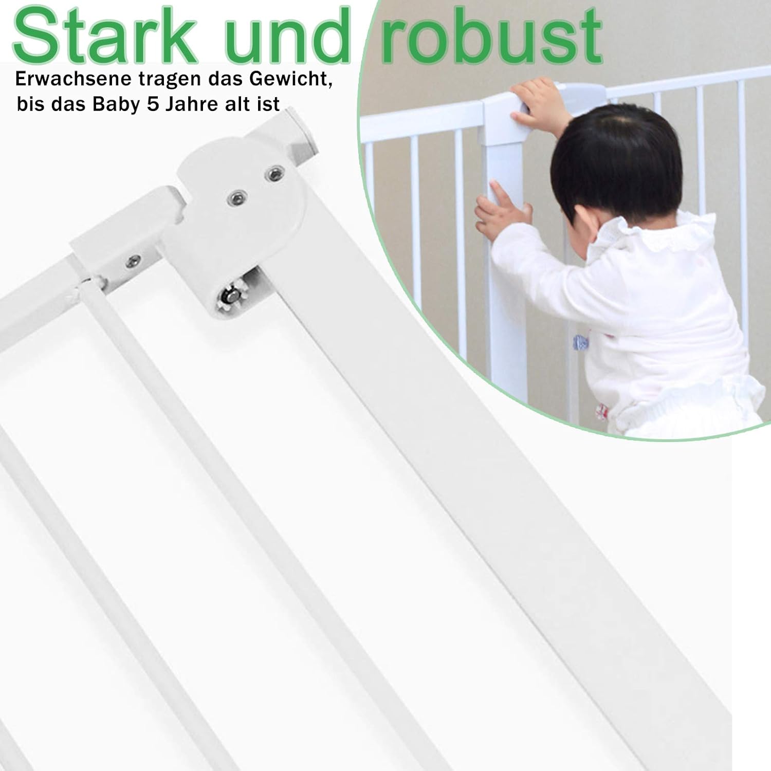 Thumbnail 2 de Aufun Treppenschutzgitter Türschutzgitter Kinder ohne Bohren, 75–85 cm Breite, Weiß