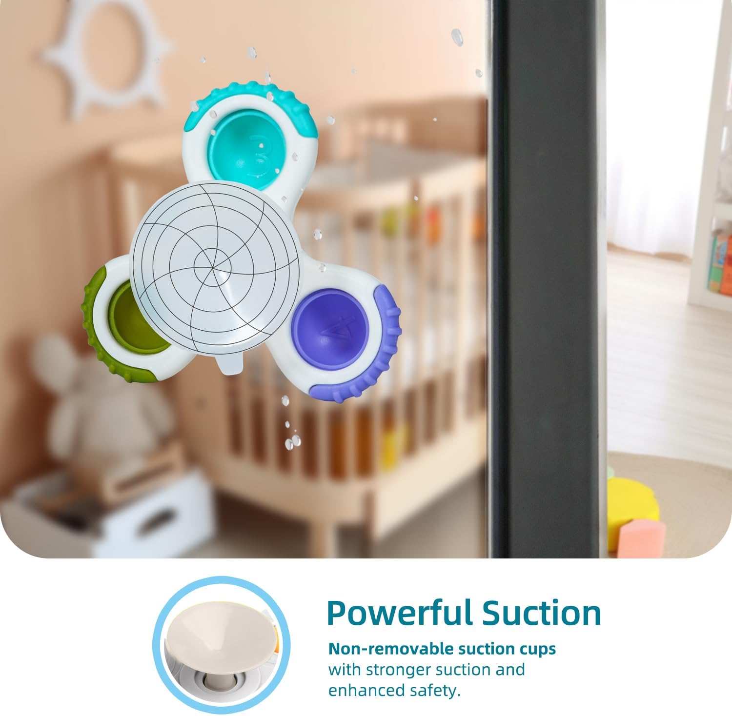 Detalle de LiKee Suction Cup Fidget Spinner Toy for Toddlers, Multicolour