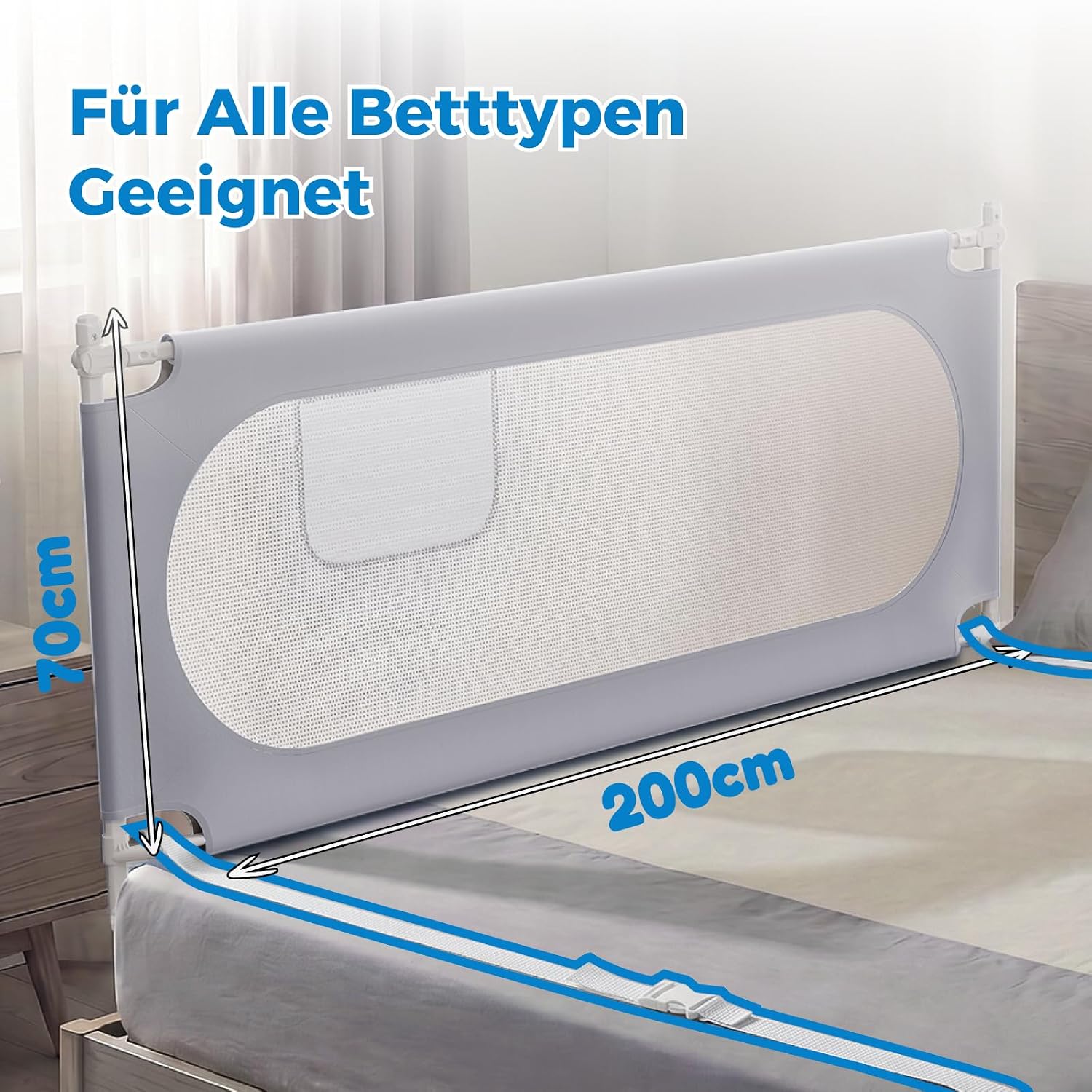 Thumbnail 1 de KUQAZ Stabiles Bettgitter 200 cm – Rausfallschutz in U-Form für Boxspringbetten und die meisten Bettarten