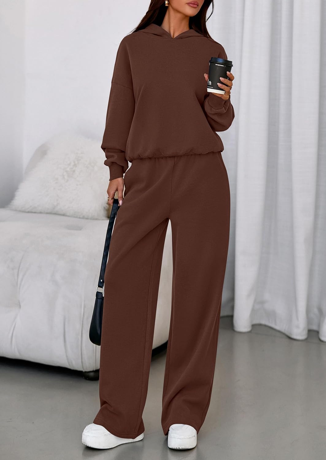 Thumbnail 4 de PRETTYGARDEN Women’s 2-Piece Sweatsuit Set (Hoodie + Wide-Leg Pants) for Casual Winter Wear