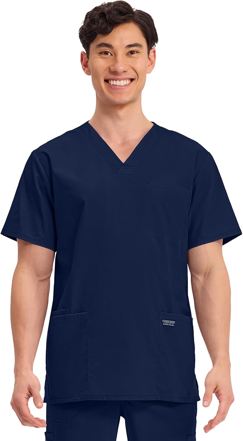Detalle de Cherokee Men's Scrub Top, 4 Pockets