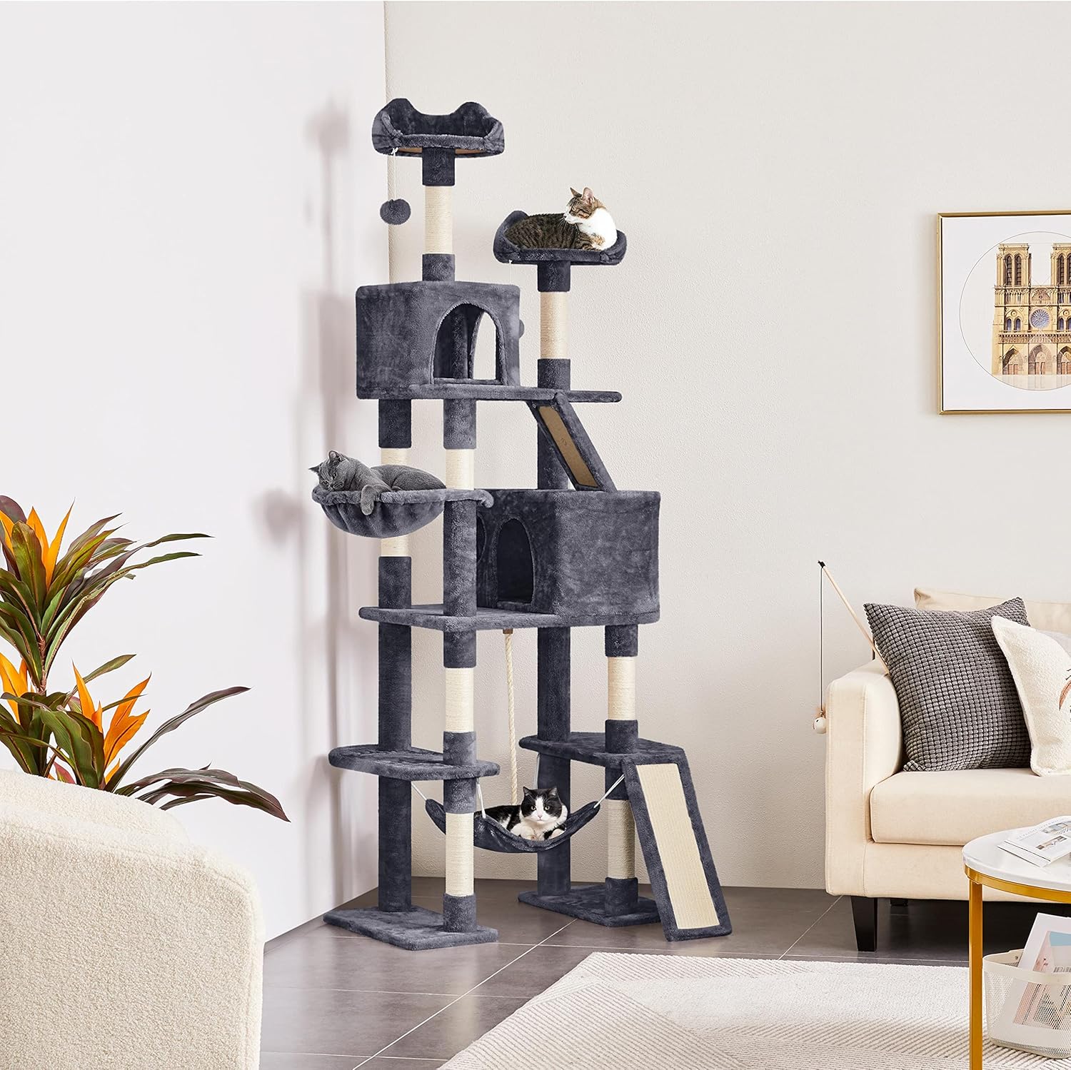 Detalle 2 de Yaheetech Árbol para gatos gigante 209 cm