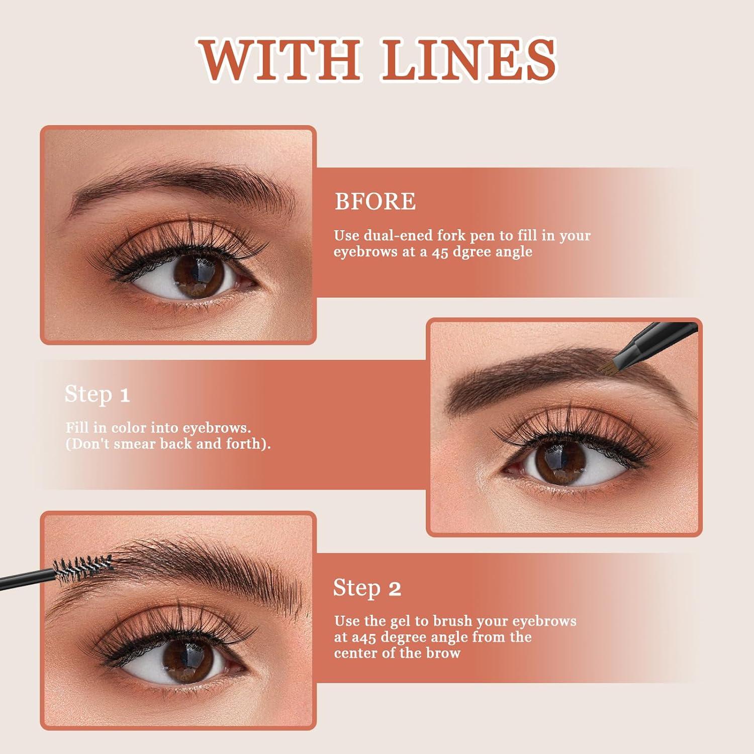 Detalle 2 de Netinpeater Lápiz de cejas 2 en 1 marrón oscuro 24h