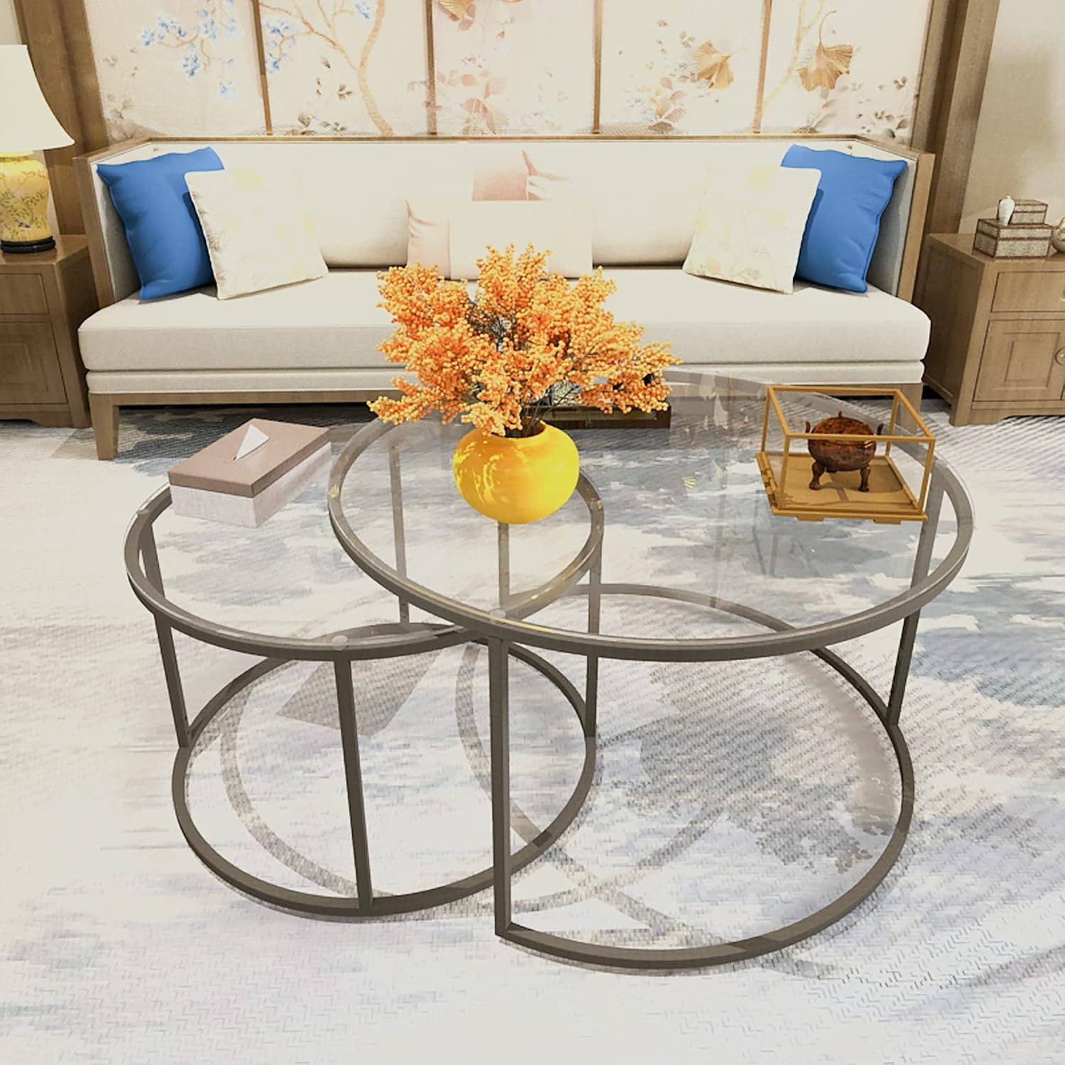 Thumbnail 4 de [en.casa] Tables gigognes rondes 2 pièces
