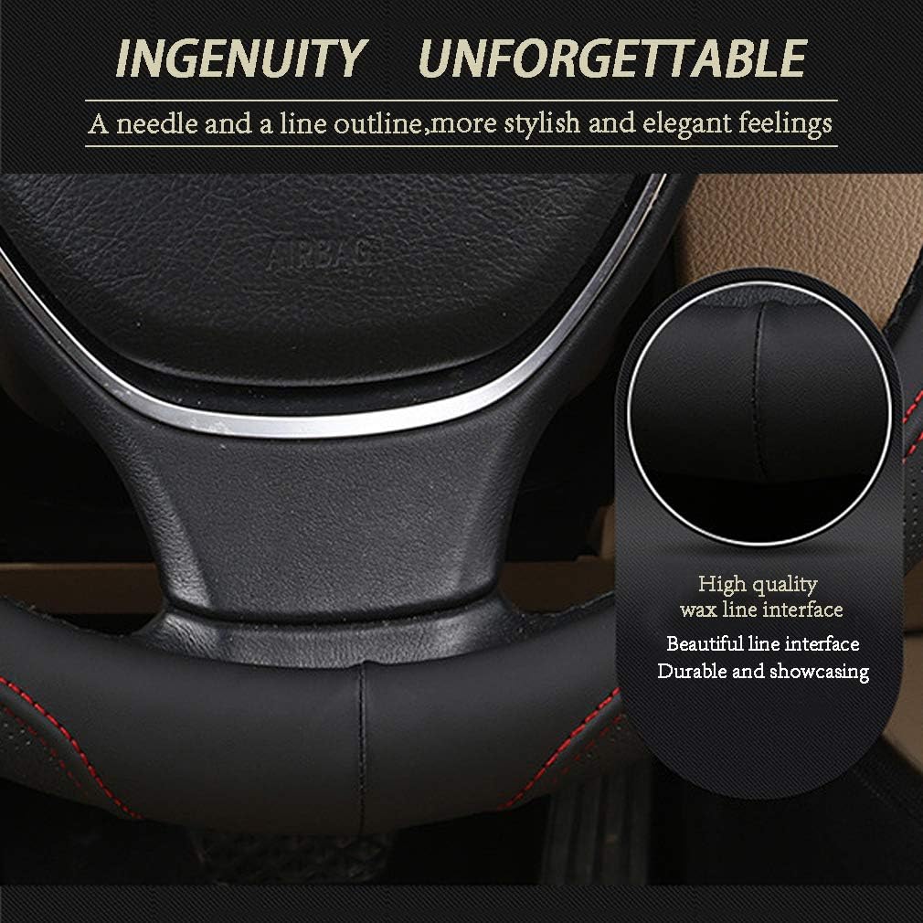 Detalle de Pahajim Steering Wheel Covers Soft Microfiber Leather Look Wheel Sleeve (15 inch) – Black Blue Line