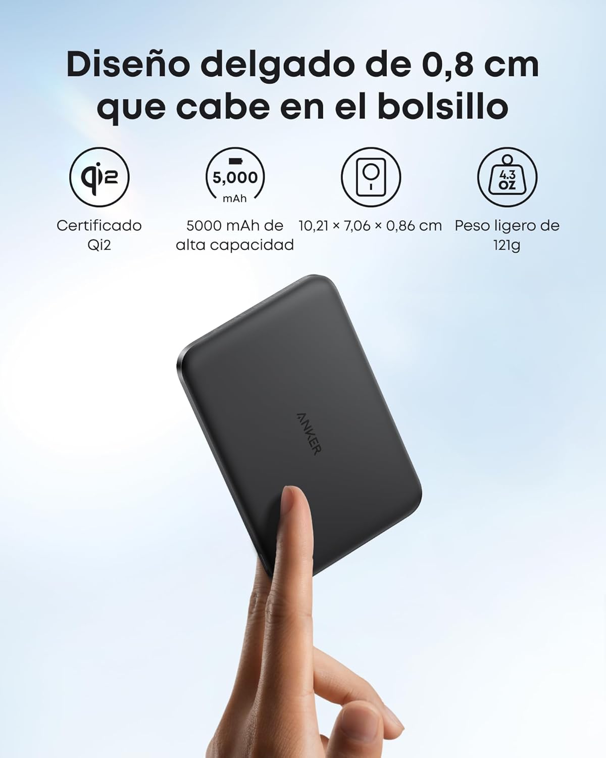 Detalle de Anker Nano Qi2 15W Power Bank MagSafe 5000 mAh