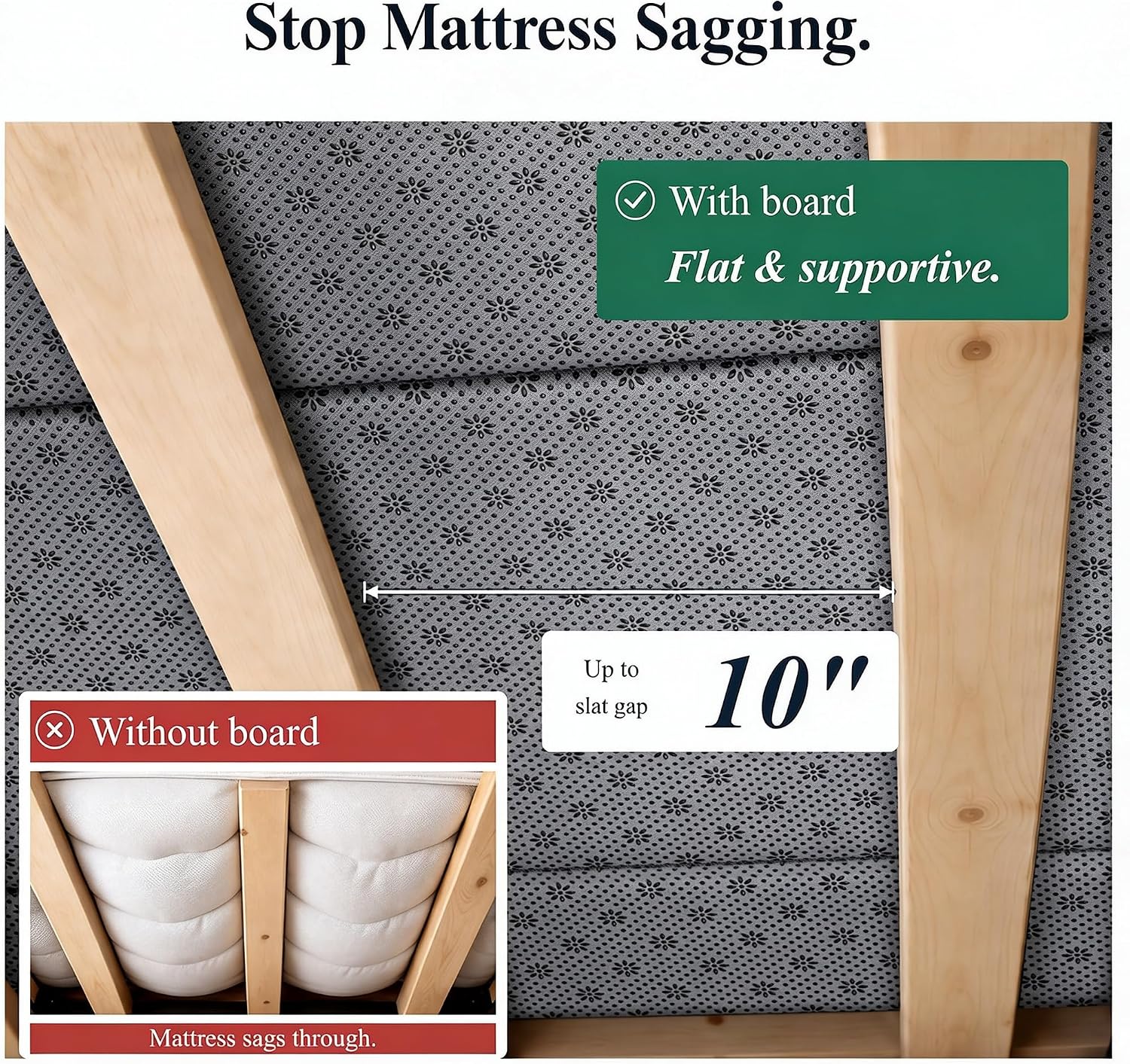 Detalle 2 de LAVEVE Heavy Duty 10mm Bunkie Board Queen Size (60'' x 80''): Quiet, Slip-Resistant Support for Any Bed Type