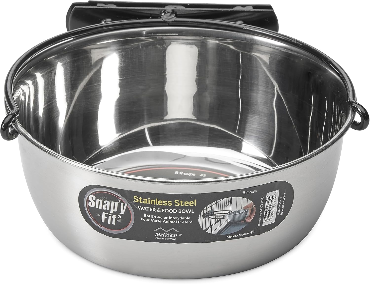 Thumbnail 6 de MidWest Snap'y Fit Stainless Steel Bowl for Crates – 1.9 L, No-Tip, Rust-Resistant for Large Dogs and Cats
