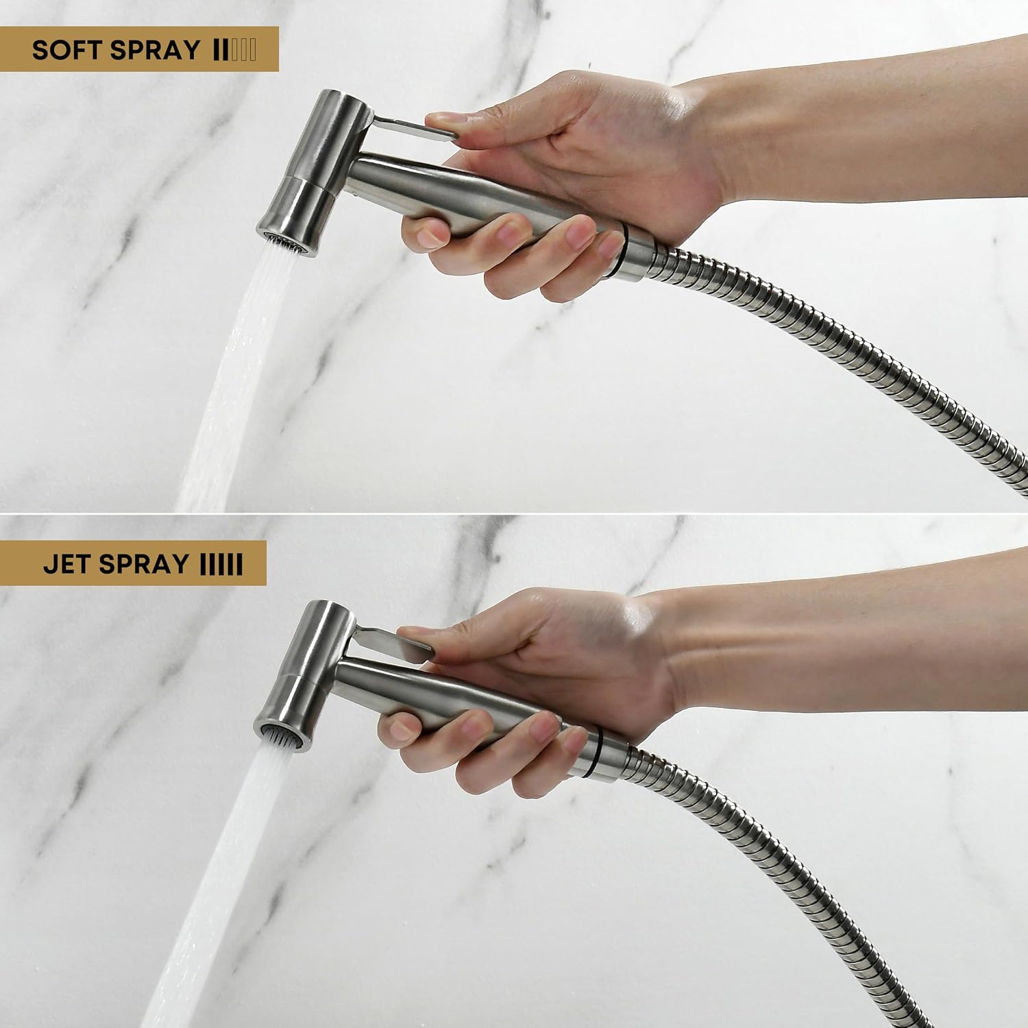 Detalle de Purrfectzone PZBS-00001 Handheld Bidet Sprayer Kit, Stainless Steel, Adjustable Flow