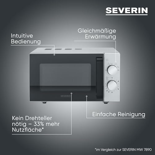 Thumbnail 7 de SEVERIN MW 9184 Solo-Mikrowelle mit Glasboden – 20 L, 800 W, Schwarz/Edelstahl matt