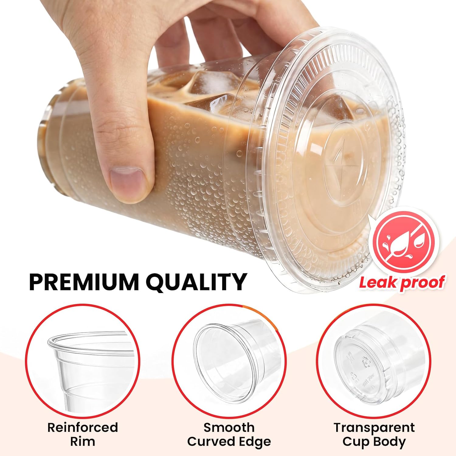 Detalle 2 de 24 oz Clear Plastic Cups with Lids and Straws