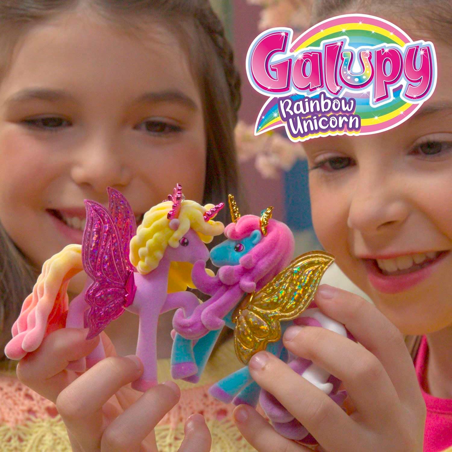 Detalle de Galupy Rainbow Unicorn 6-pack: statuette da collezione unicorni Arcobaleno con ali glitterate e cristallo Swarovski