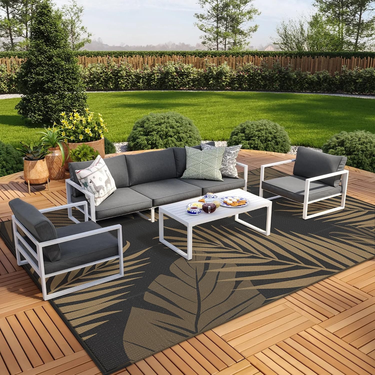 Thumbnail 5 de GENIMO Outdoor Rug 240x300cm – Large Reversible Waterproof Garden Rug