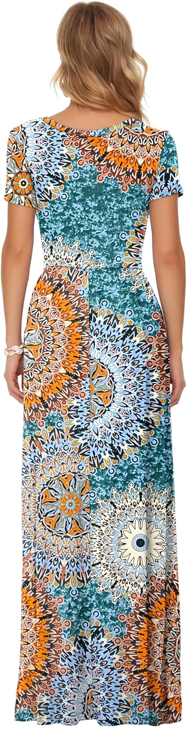 Thumbnail 4 de AUSELILY Damen Kurzarm Sommer Casual Long Maxi Kleid mit Taschen – Polyester/Spandex