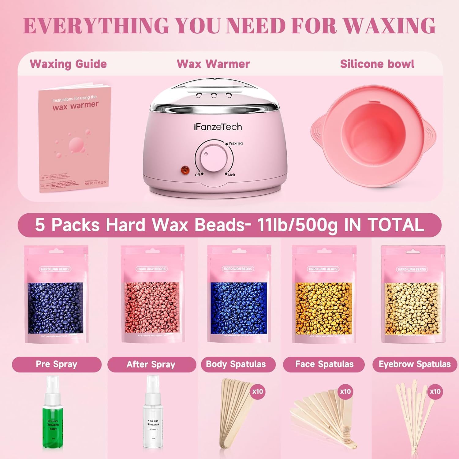 Thumbnail 1 de IFANZETECH iFanzeTech Wax Maschine Waxing Set für Frauen – Heißwachsgerät & Wachswärmer mit Waxing Perlen