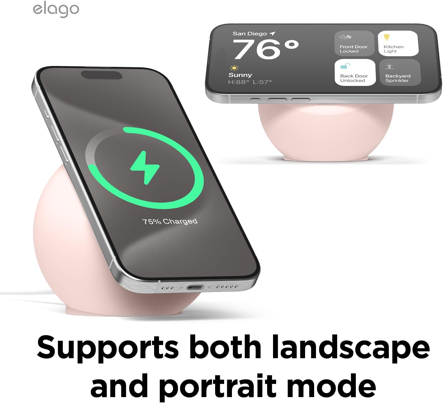 Thumbnail 4 de elago MS2 Supporto di Ricarica Wireless per MagSafe con silicone premium (Sand Rosa) – modalità StandBy, caricatore non incluso