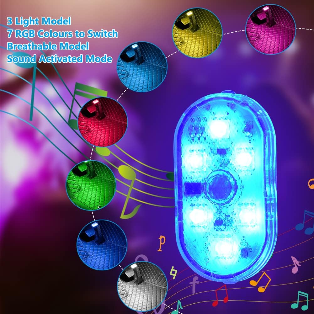 Detalle de URAQT Usi LED per auto RGB, 2 pezzi