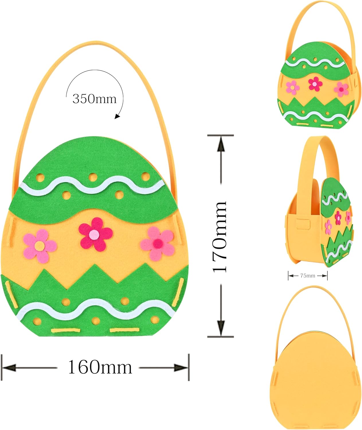 Thumbnail 6 de Sunny Fashion Girls Green Easter Rabbit High-Low Dress (Age 4–8) with Egg Hunting Bag