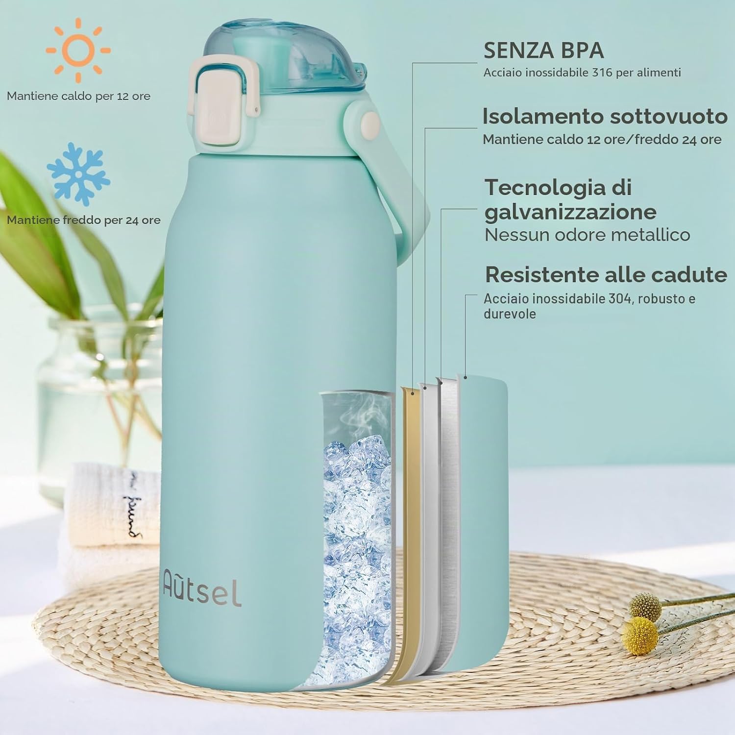 Thumbnail 1 de Autsel Borraccia Termica 1.7 L in acciaio inox 316 — isolamento affidabile, senza perdite
