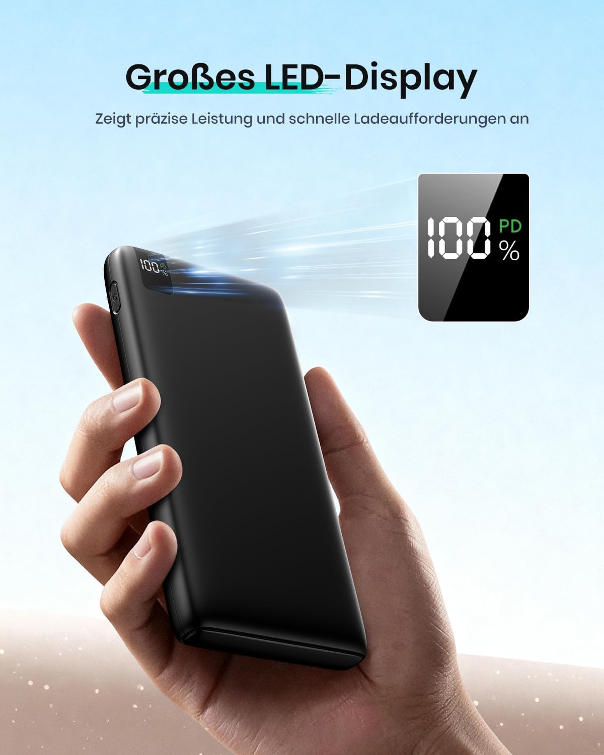 Detalle de A ADDTOP Power Bank 20000mAh – 22,5W Schnellladefunktion, 4 Ausgänge, kompakt & sicher