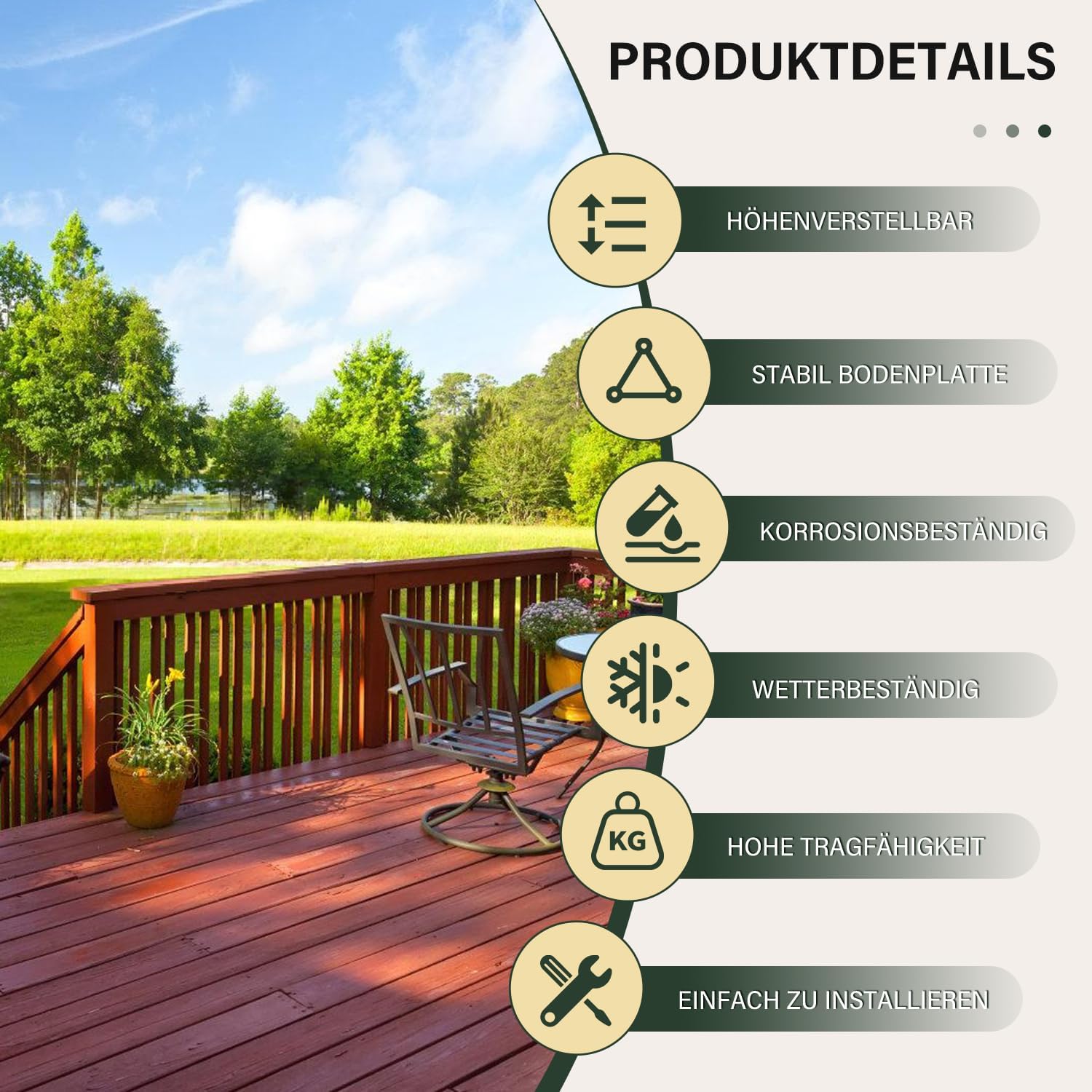 Thumbnail 1 de Herrselsam Stelzlager höhenverstellbar 30 Stück – Plattenlager 60–140 mm für Terrassenunterkonstruktion Holz, WPC und Stein
