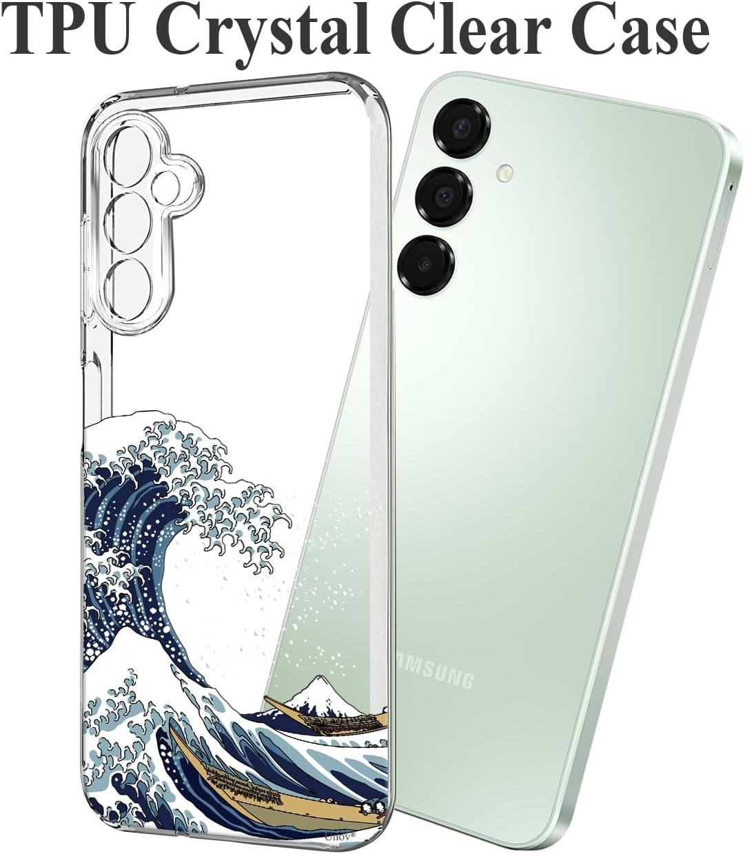 Detalle de Unov Case for Galaxy A16 5G with Art Great Wave Embossed Pattern
