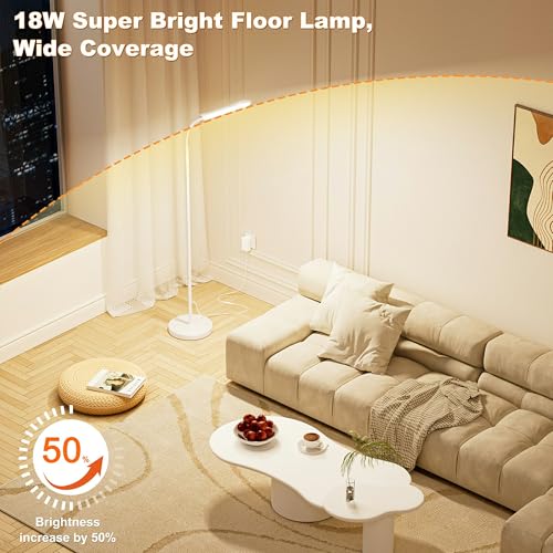 Detalle de Yikuneng 18W Lampara de Pie LED Regulable con Control Remoto — 1800 lm, temperatura de color y brillo ajustables