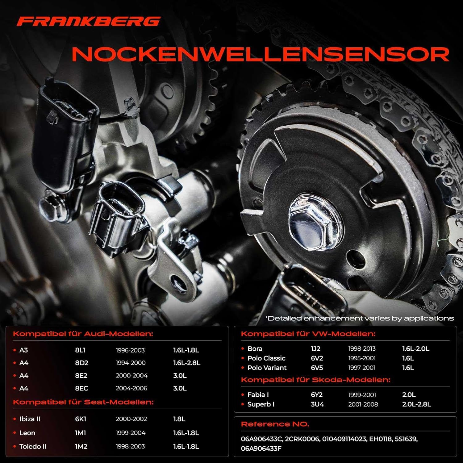 Thumbnail 2 de Frankberg Kurbelwellensensor Impulgeber 06A906433F – kompatibel mit A6, A4, A3, TT, Leon, Toledo, Ibiza, Cordoba
