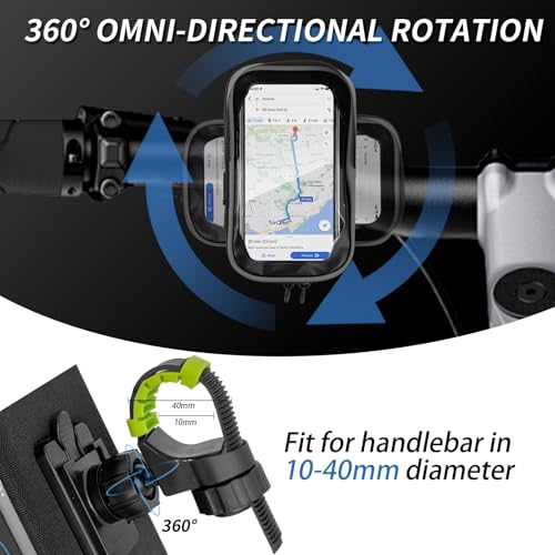 Detalle de CNMTCCO Support téléphone vélo jusqu’à 7 pouces, rotation 360° et housse de pluie