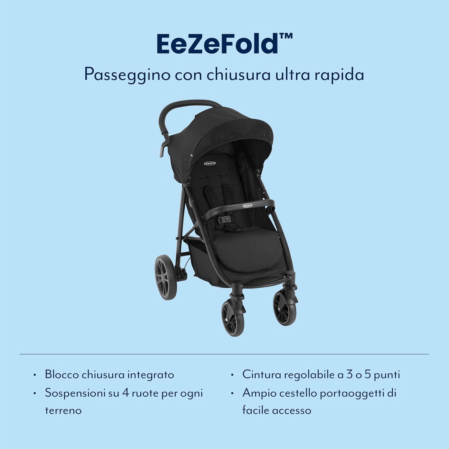 Thumbnail 1 de Graco EeZeFold: Passeggino leggero 0–15 kg con chiusura ultrarapida e seduta completa