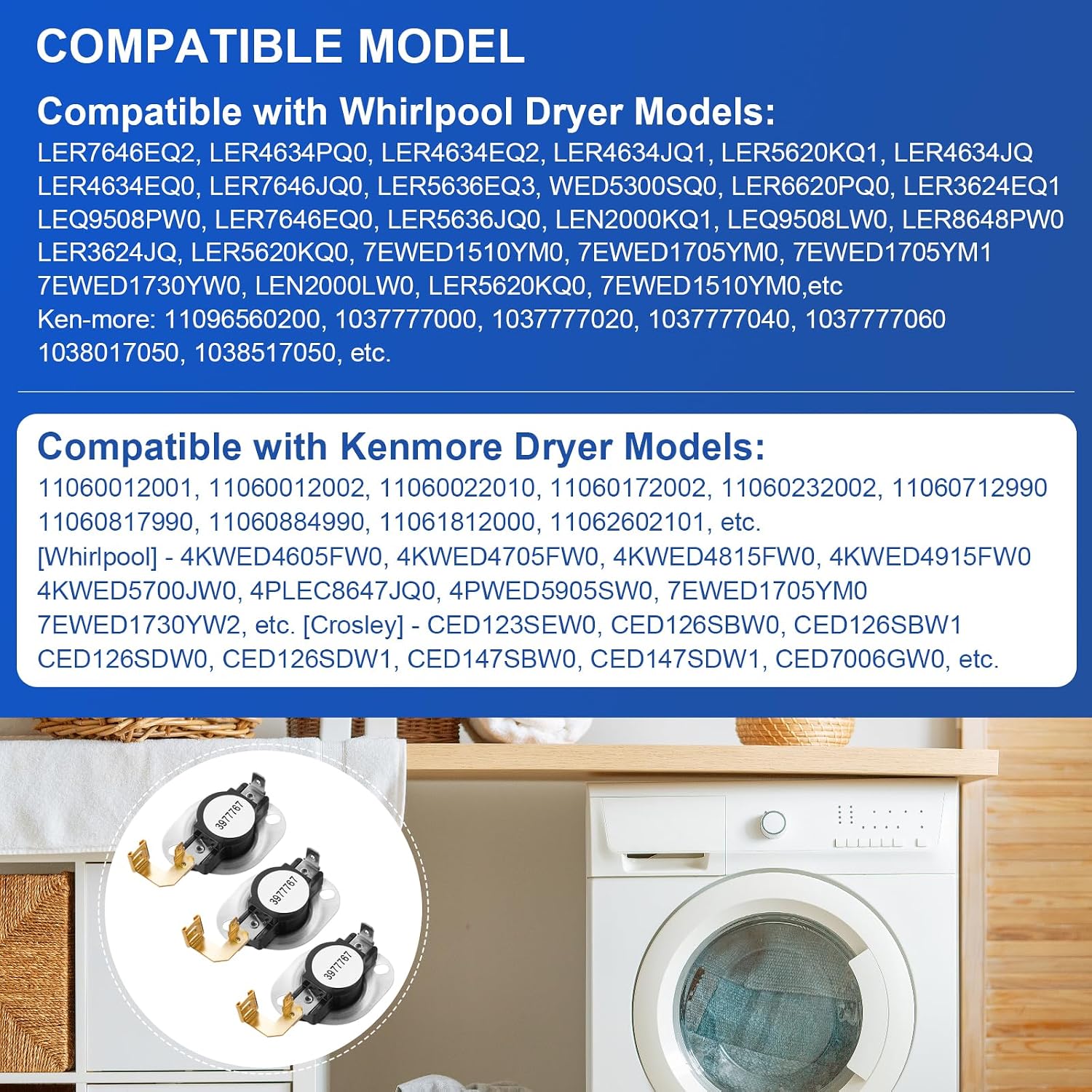 Detalle de Catilon 3977767 Dryer Thermostat Kit, 6 High-Limit Thermostats