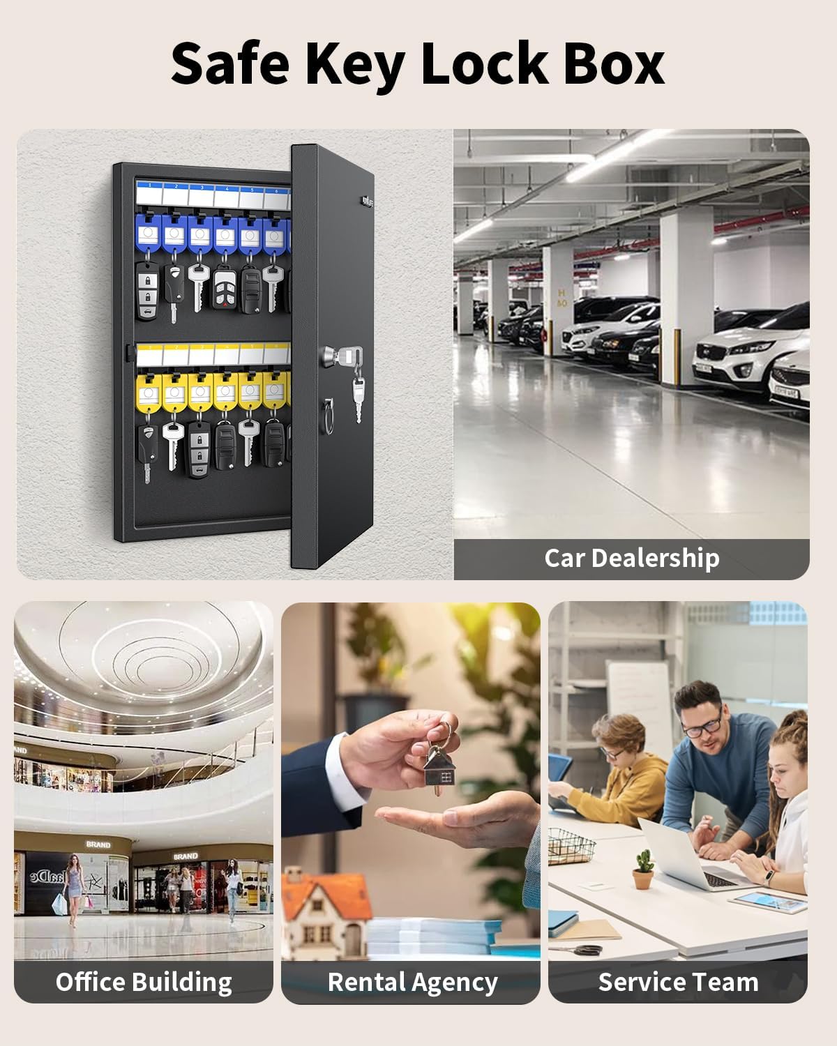 Thumbnail 6 de Uniclife 32 Position Key Lock Box: Wall Mount Key Cabinet for Office, Hotel & Fleet