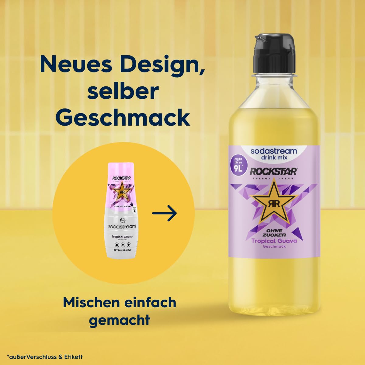 Detalle de Sodastream drink mix Rockstar Energy Tropical Guava ohne Zucker – 4er Pack, 4 × 440 ml