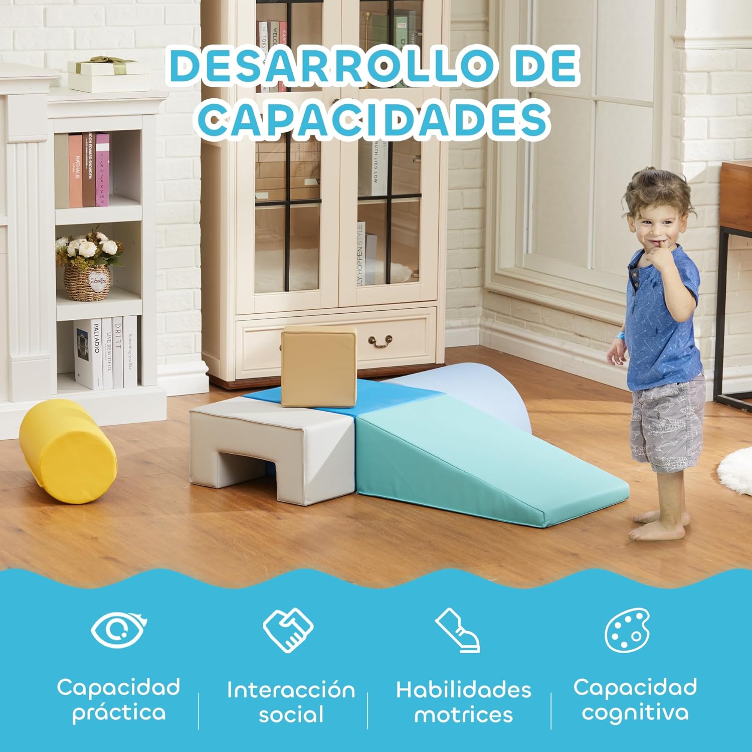 Detalle 2 de AIYAPLAY Juego de 6 bloques psicomotricidad multicolor 🧩