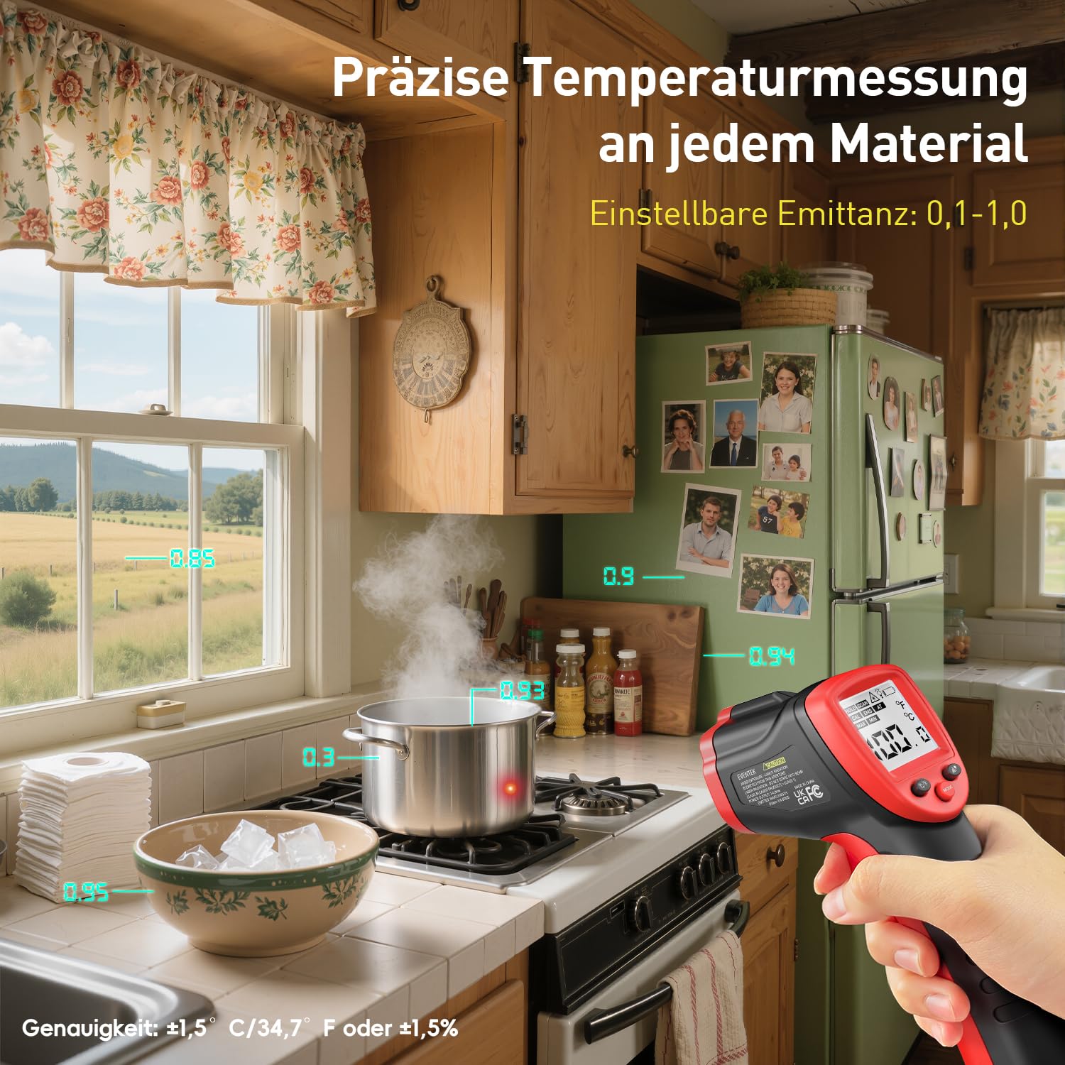 Detalle de Eventek Infrarot-Thermometer −50–600°C 🌡